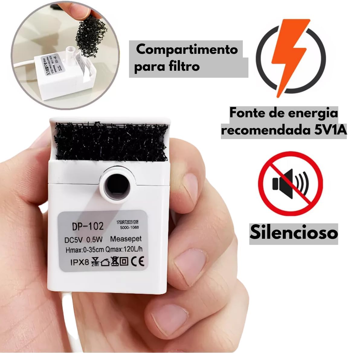 Bomba Submersa Para Bebedouro Fonte De Água Automático Pet - Imagem 4