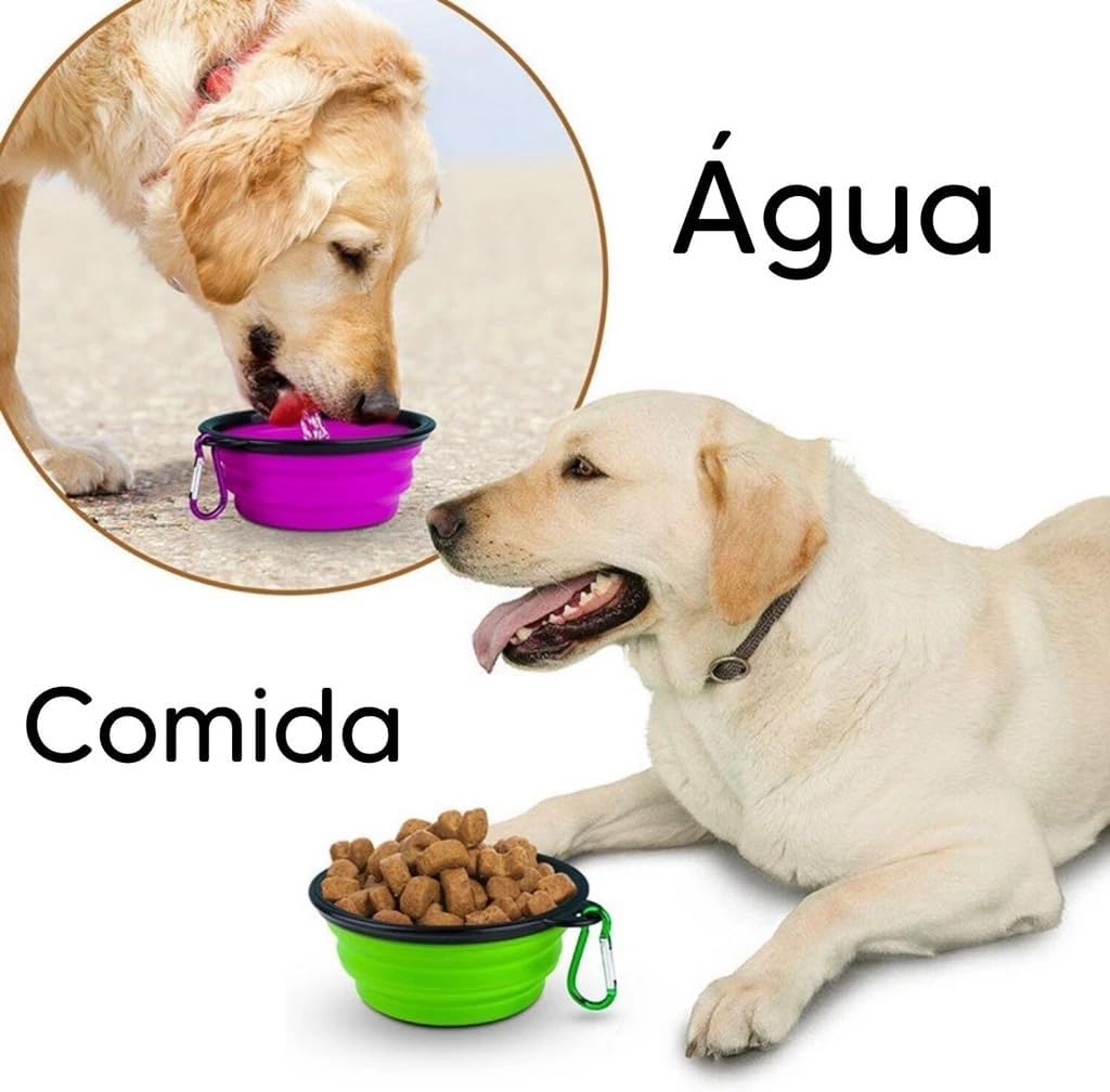 Bebedouro Comedouro Retrátil Silicone para Cachorro Cães Gato Pet Dobrável 350ml com Mosquetão - Imagem 7