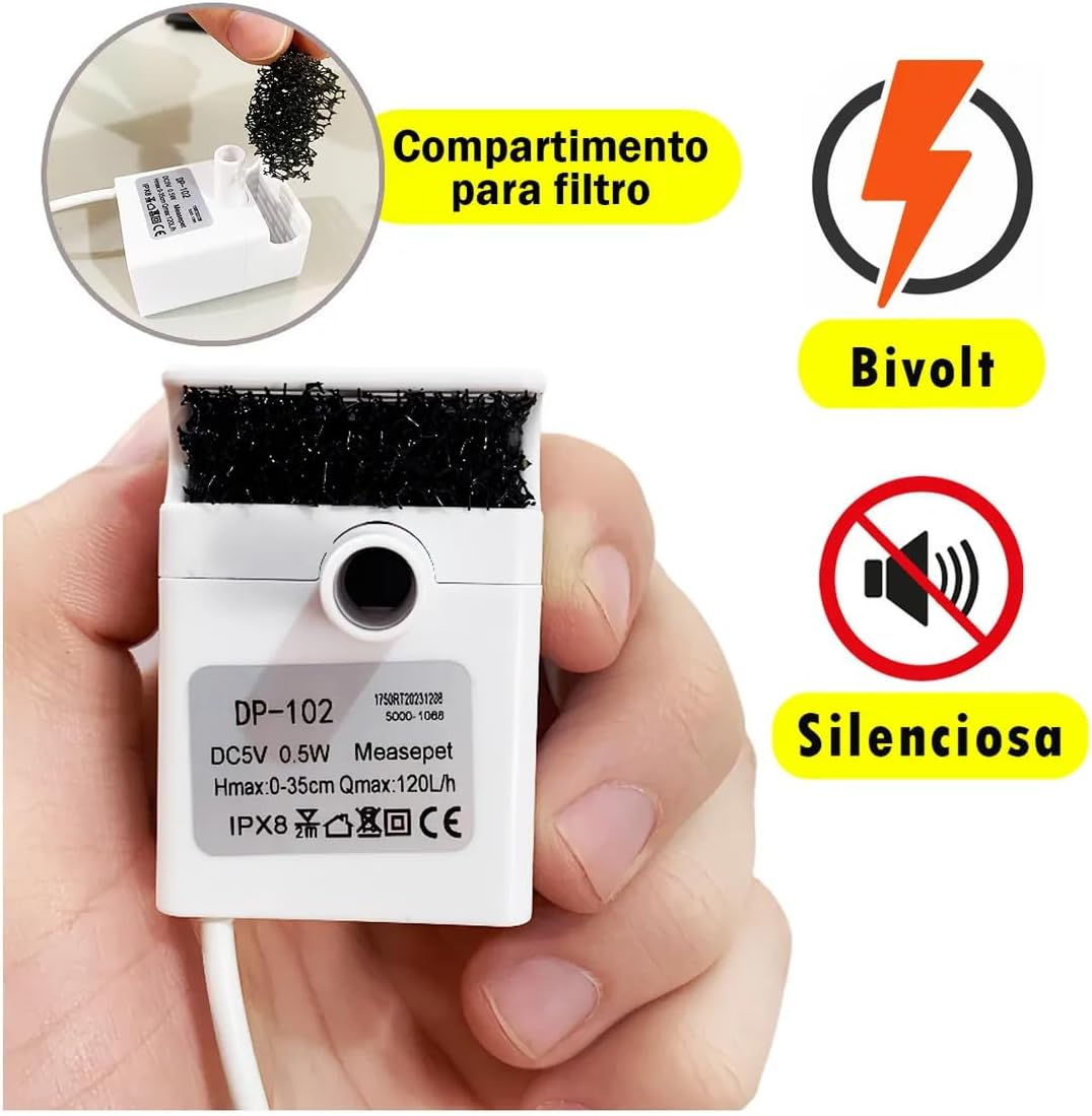 Bomba Submersa Para Bebedouro Fonte De Água Automático Pet - Imagem 3