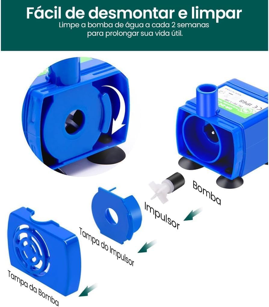 Bomba Submersa Fonte Água Para Bebedouro Automático Pet - Imagem 6