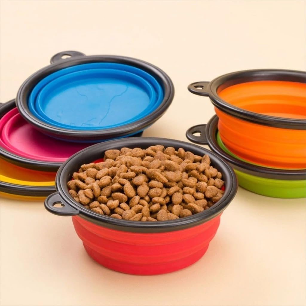 Bebedouro Comedouro Retrátil Silicone para Cachorro Cães Gato Pet Dobrável 350ml com Mosquetão - Imagem 3