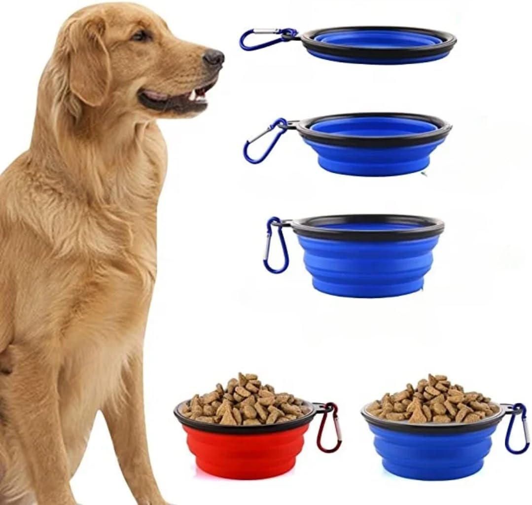Pote Tigela pet portátil Comedouro e Bebedouro de Silicone 350ml para cães e gatos (Preto)