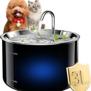 Bebedouro para Gatos com Filtro,3L Fonte de Agua para Gatos Cães Pet Inox Silenciosa Automático