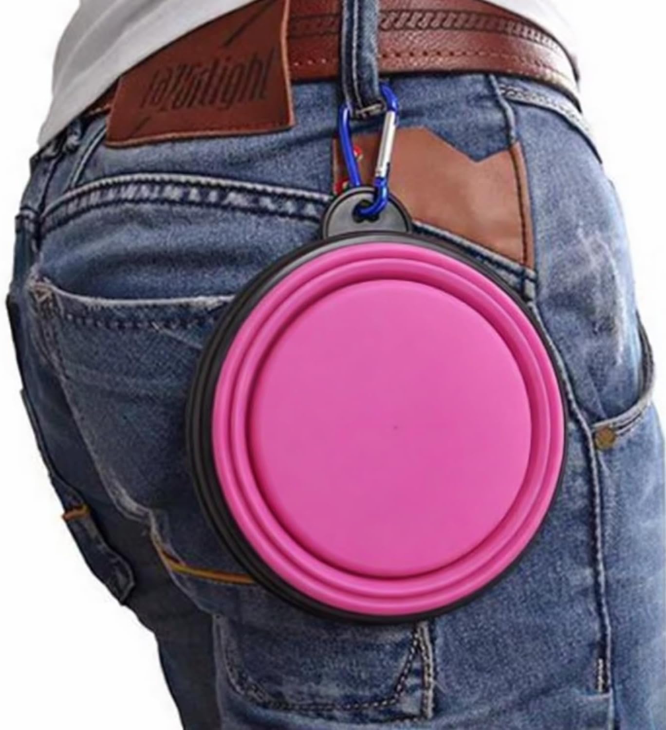 Comedouro e Bebedouro Portátil Dobrável Retrátil Em Silicone 350ml Para Pets Cães Gatos Tigela Compacta Com Mosquetão Ideal Para Servir Água Ração Na Caminhada Passeios Viagens Uso Diário (Rosa) - Imagem 5