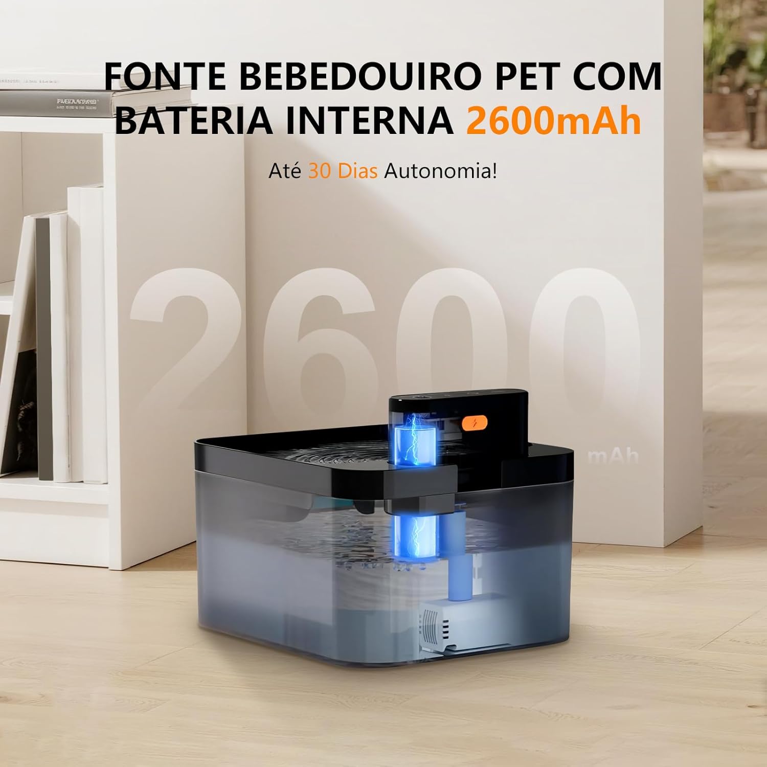 Bebedouro para Gatos Sem Fio,2.2L Fonte de Agua para Gatos Cães Pet Sensor Silenciosa Automático - Imagem 6