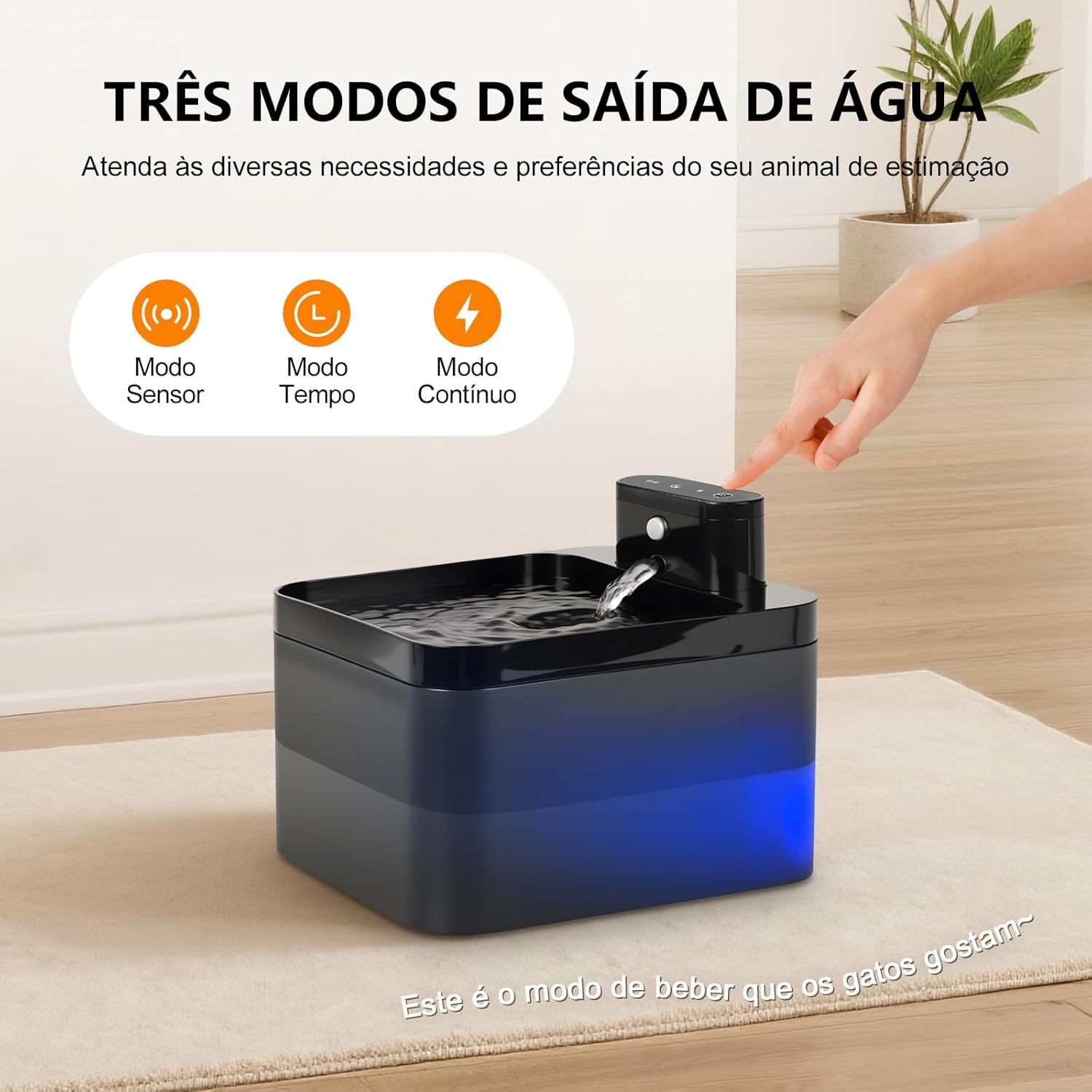 Bebedouro para Gatos Sem Fio,2.2L Fonte de Agua para Gatos Cães Pet Sensor Silenciosa Automático - Imagem 5