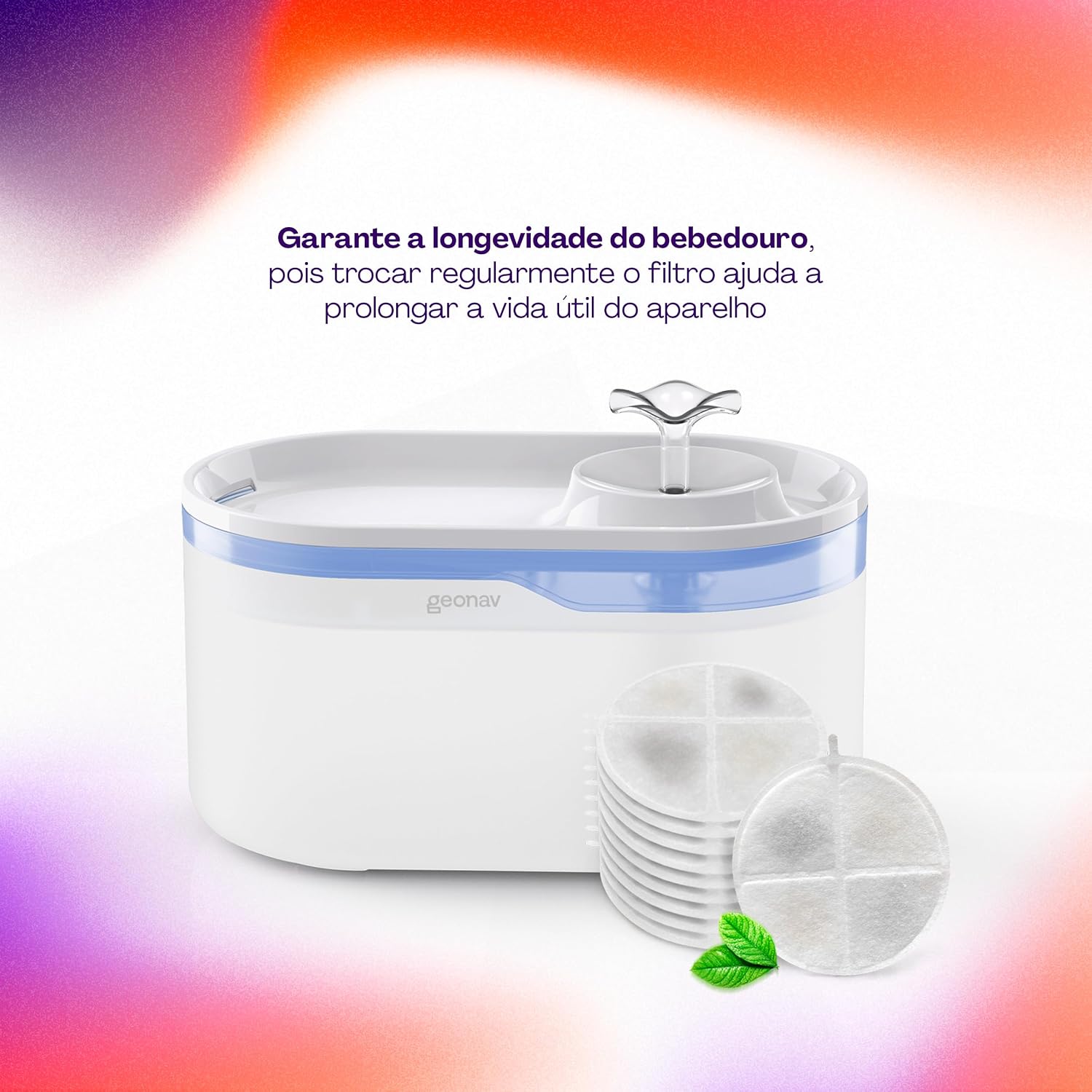 Geonav Filtro de Bebedouro Inteligente Wi-Fi para Pets, Branco - Imagem 2