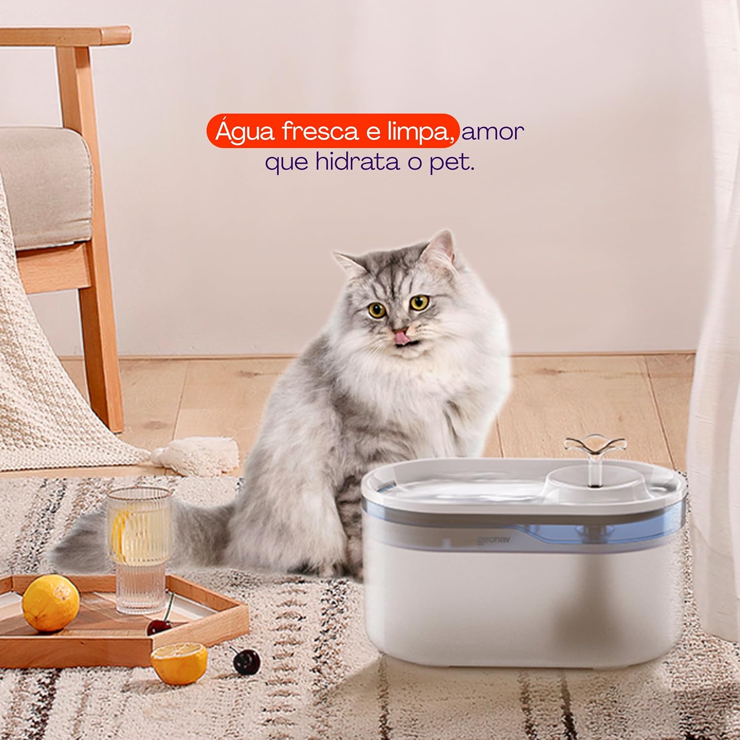 Hi by Geonav Bebedouro Inteligente Wi-Fi para Pets, 2.8 Litros, HIPETBEB, Compatível com Alexa, Branco - Imagem 7