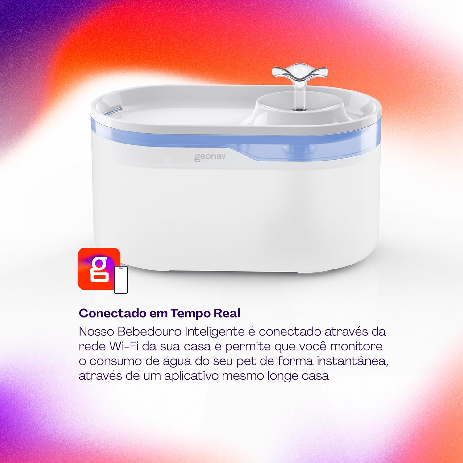 Hi by Geonav Bebedouro Inteligente Wi-Fi para Pets, 2.8 Litros, HIPETBEB, Compatível com Alexa, Branco - Imagem 3