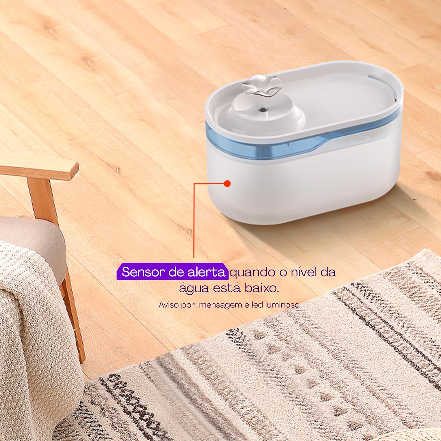 Hi by Geonav Bebedouro Inteligente Wi-Fi para Pets, 2.8 Litros, HIPETBEB, Compatível com Alexa, Branco - Imagem 4