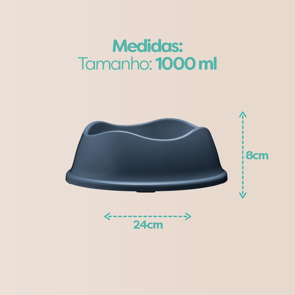 Comedouro Antiderrapante Stark Bowl, 1000 mL, para Cães De Médio Porte, Cor Cinza - Imagem 6