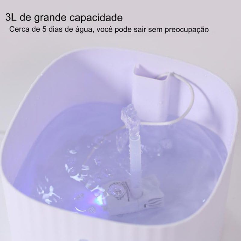Bebedouro Fonte de Água Pet Inteligente Automático com Filtro Triplo - 3 litros - Imagem 5