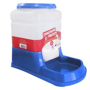 Comedouro Prático Automático Cães e Gatos Azul