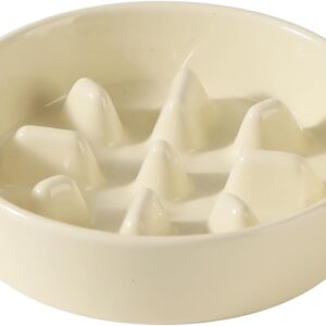 Havniva Tigela de Cerâmica para Cães, Alimentador Lento de 0,9 Xícara (15,5 Cm), 6,1" (15,5 Cm), Ideal para Cães e Gatos de Pequeno Porte, Previne Inchaço e Engasgamento (Tigela Única, Amarelo Claro)