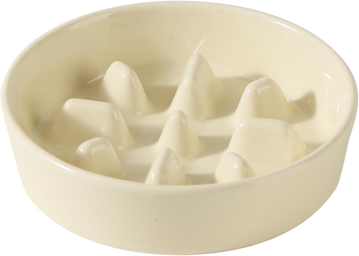 Havniva Tigela de Cerâmica para Cães, Alimentador Lento de 0,9 Xícara (15,5 Cm), 6,1" (15,5 Cm), Ideal para Cães e Gatos de Pequeno Porte, Previne Inchaço e Engasgamento (Tigela Única, Amarelo Claro)