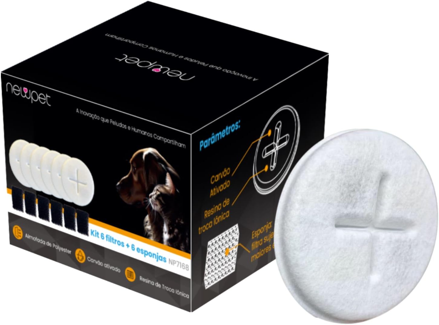 Conjunto 6 Filtros Refil Fonte Bebedouro Gatos Cães Pet, para 7.5L NEWPET Esponjas de Pré-filtro de Reposição para Bebedouro de Gato para Animais de Estimação - Imagem 2