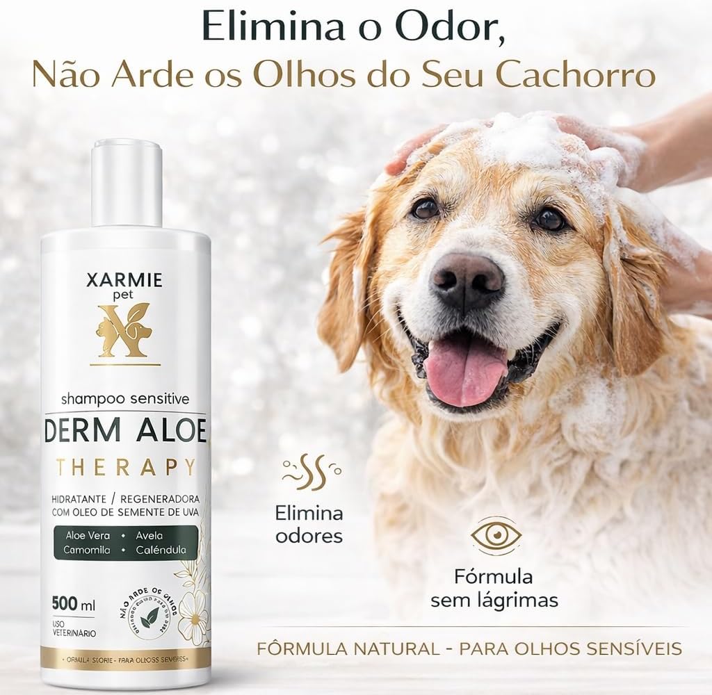 Shampoo PET Tratamento Alergias Coceiras e Irritações Derm Aloe Therapy XARMIE 500ml - Imagem 2