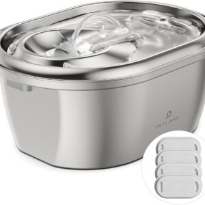 PETLIBRO Bebedouro de Aço Inoxidável para Gatos, Bebedouro para Animais de Estimação de 101 Oz/3 L para Gatos Dentro, Bebedouro para Cães de Qualidade Alimentar, Dispensador Automático de Água com 4 F