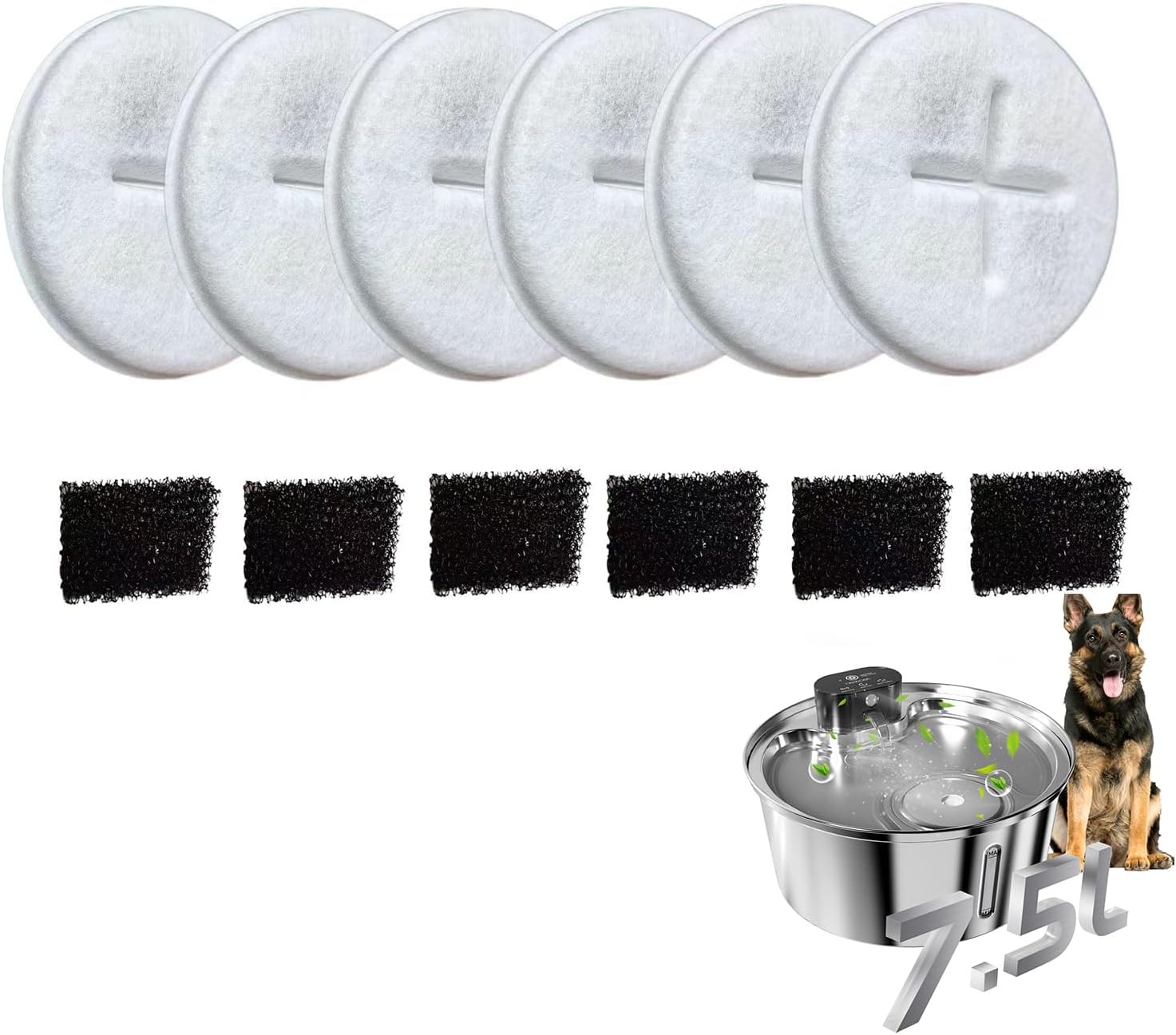 Conjunto 6 Filtros Refil Fonte Bebedouro Gatos Cães Pet, para 7.5L NEWPET Esponjas de Pré-filtro de Reposição para Bebedouro de Gato para Animais de Estimação