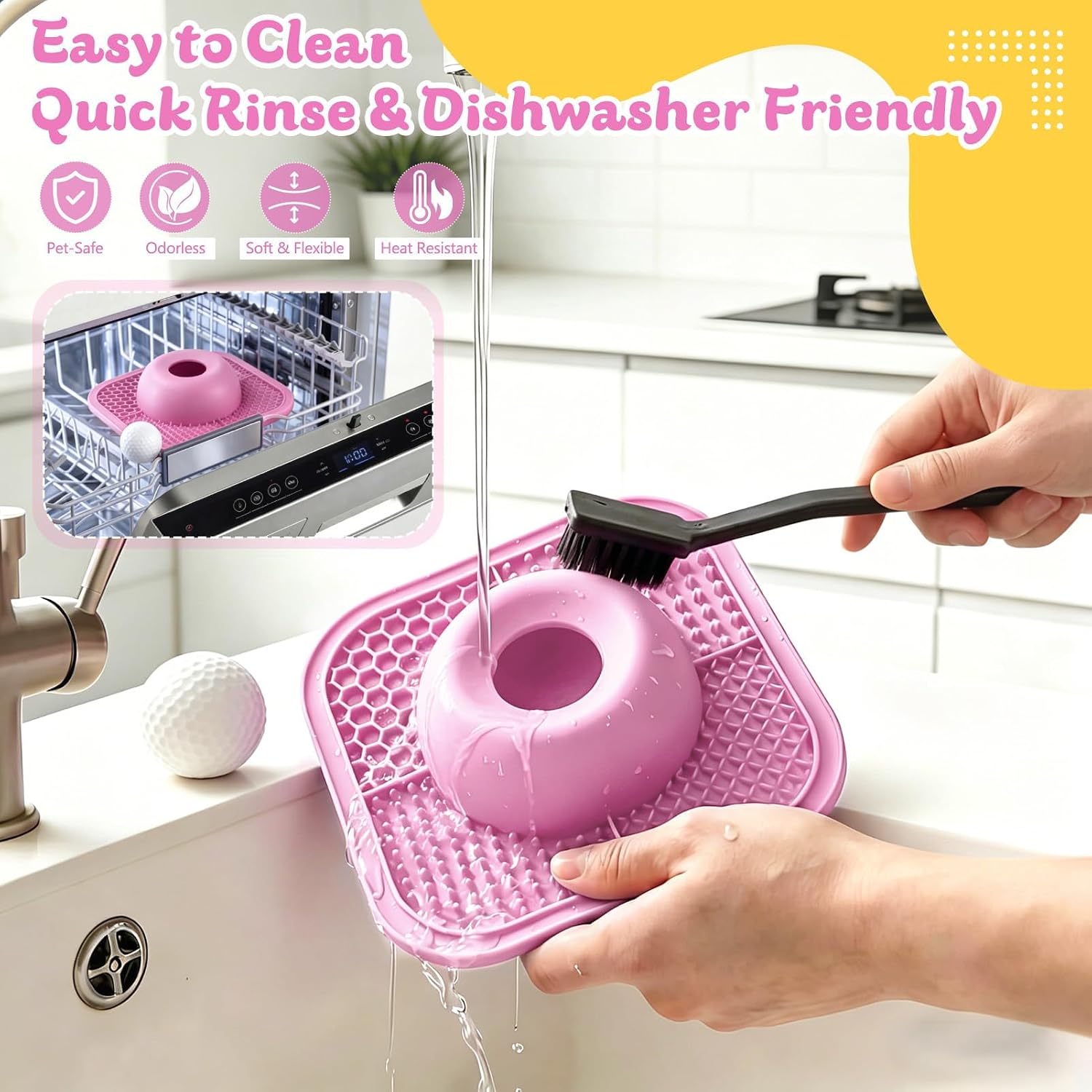 Tigela de alimentação lenta para cães e tapete para lamber líquidos e grossos, tigela antiderrapante para lamber cães com bola interativa, brinquedo de lamber filhotes de 5/6 xícaras para - Imagem 6