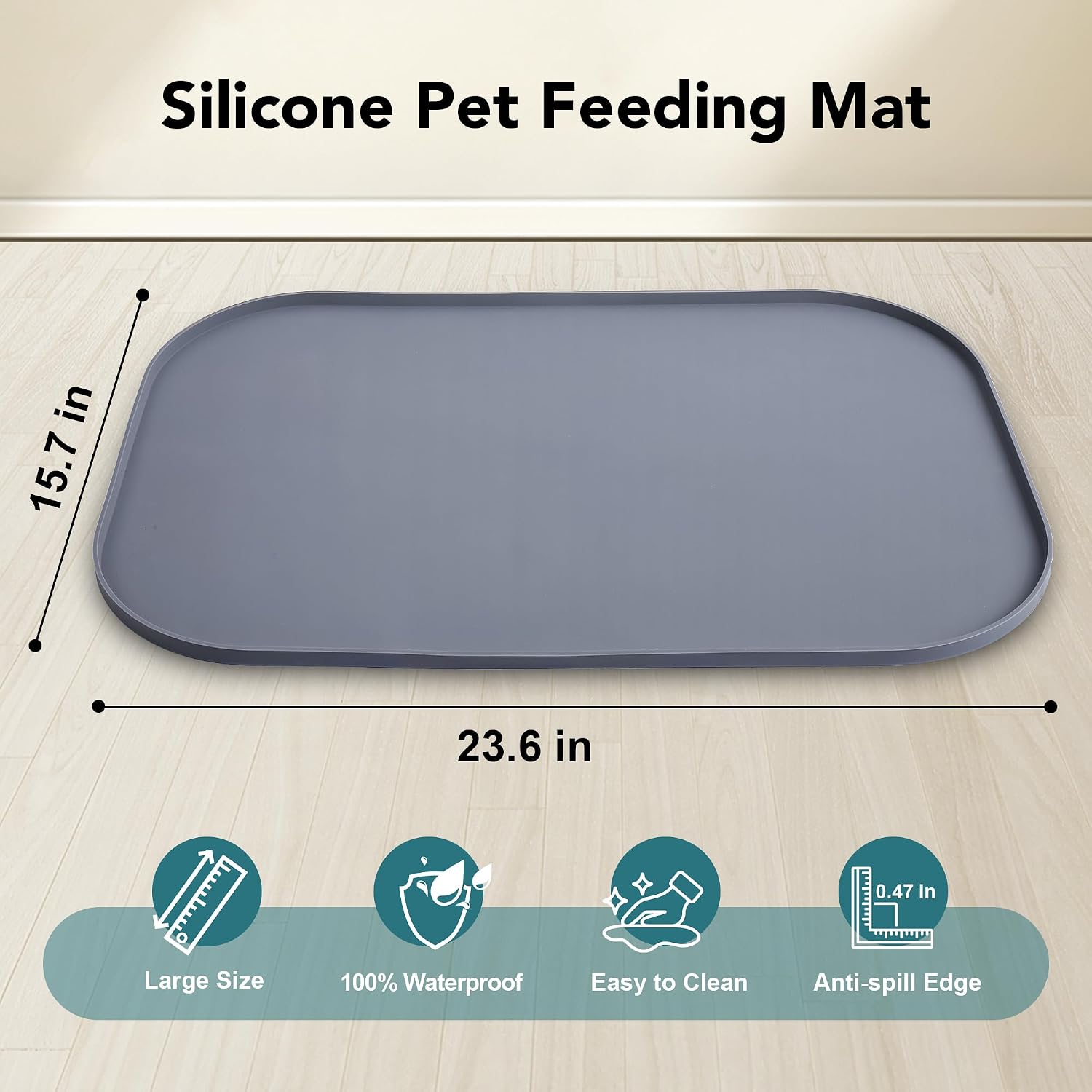 UPSKY Tigelas elevadas 3 em 1 para cães com tapete, grande 61 x 40 cm, suporte ajustável de 4 alturas com alimentador lento, tigela de aço inoxidável para cães pequenos a médios, cinza - Imagem 2