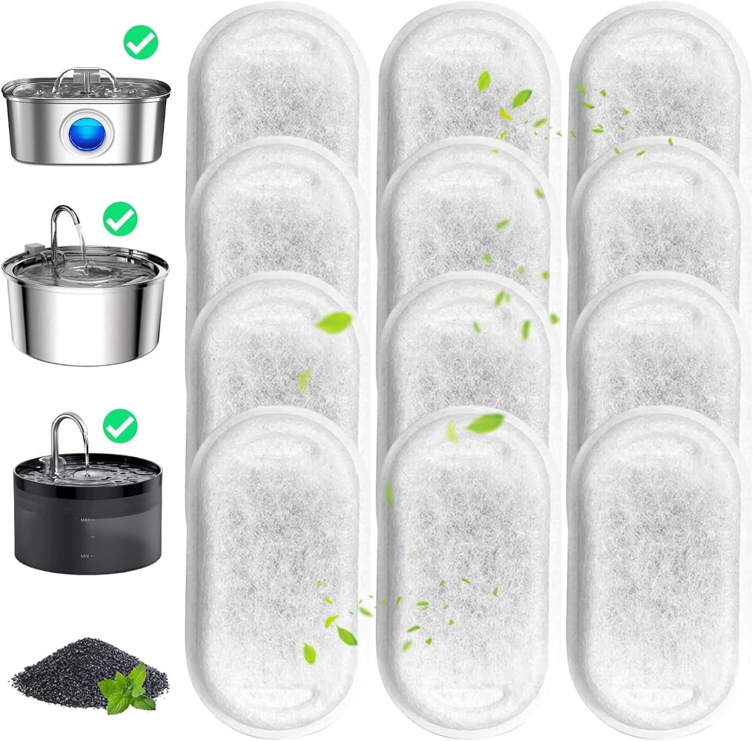 SHINER Filtros para Bebedouros de Gatos com Esponjas de Pré-filtro para Bebedouros Automáticos de 3,2 Litros (8, 4 ESP + 4 FLTR) - Imagem 2