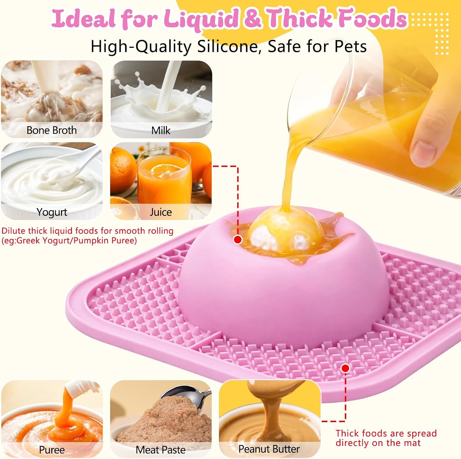 Tigela de alimentação lenta para cães e tapete para lamber líquidos e grossos, tigela antiderrapante para lamber cães com bola interativa, brinquedo de lamber filhotes de 5/6 xícaras para - Imagem 3