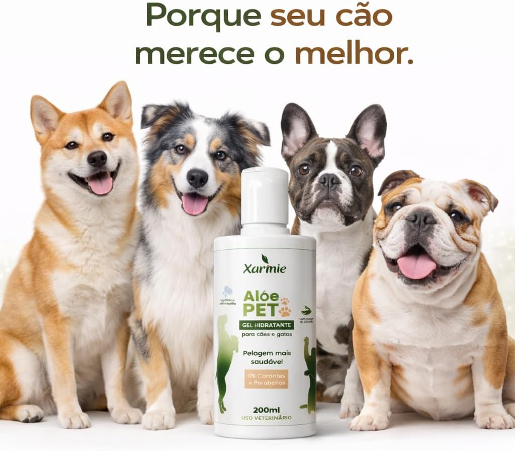 Aloe Pet Gel Hidratante Natural para Cães e Gatos, 100% Babosa Orgânica, Tratamento para Dermatite Canina, Coceiras e Irritações, 200ml - Imagem 5