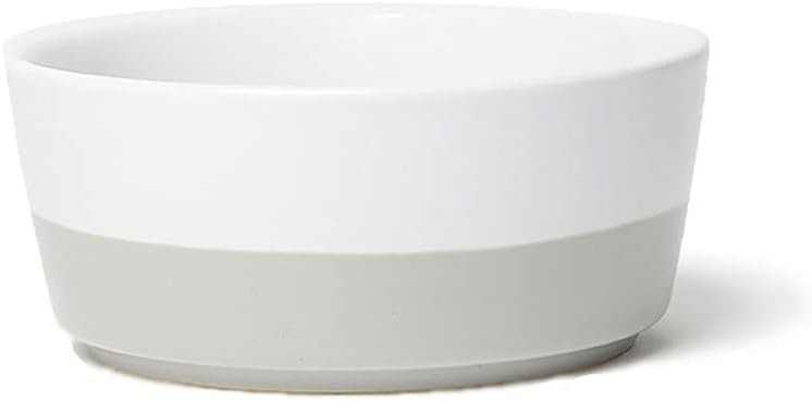 Waggo Tigela de cerâmica para cães Dipper cinza claro/branco tamanho médio pesado durável para ração e água prato - Imagem 7