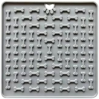 Comedouro Lento Tapete Lambedor Pet Cães e Gatos 18,5 x18,5 (Cinza) - Imagem 3