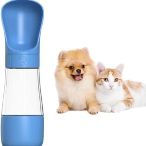 Garrafa Portátil para Pets 2 em 1, Bebedouro e Comedouro para Cães e Gatos (Azul, Grande)