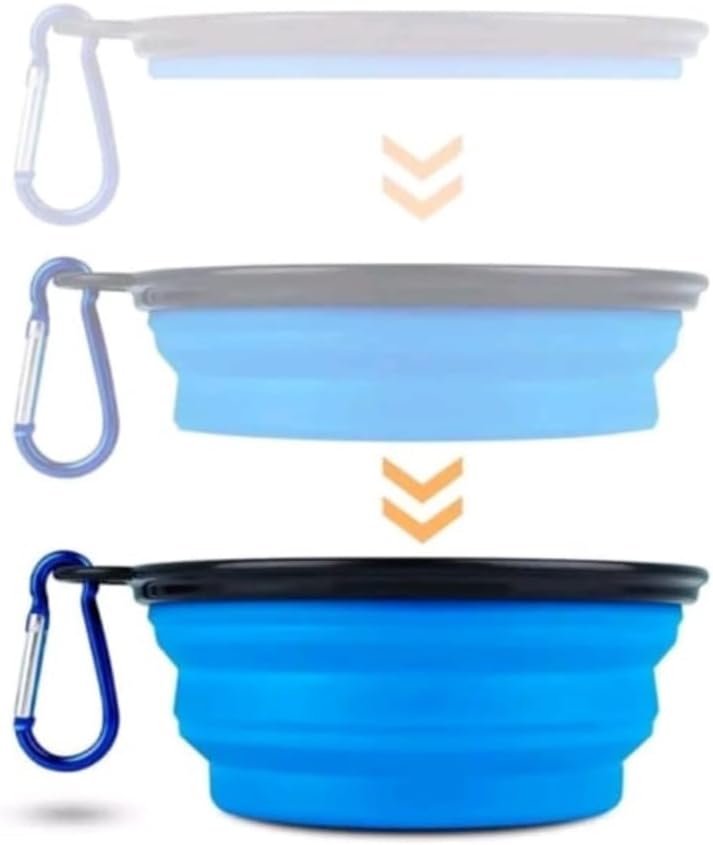 Comedouro Tigela Pote Bebedouro Prato Silicone Retrátil Para Pets Água e Ração Cães e Gatos Reutilizável Para Passeios Coloridos - Imagem 3