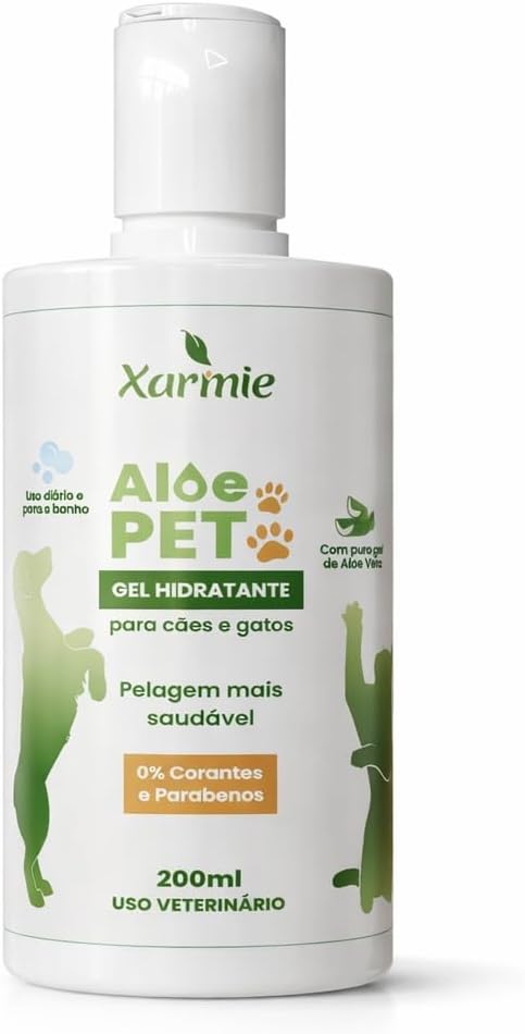 Aloe Pet Gel Hidratante Natural de Babosa 100% Natural para Dermatites em Cães e Gatos, 200ml, Uso Veterinário, Orgânico