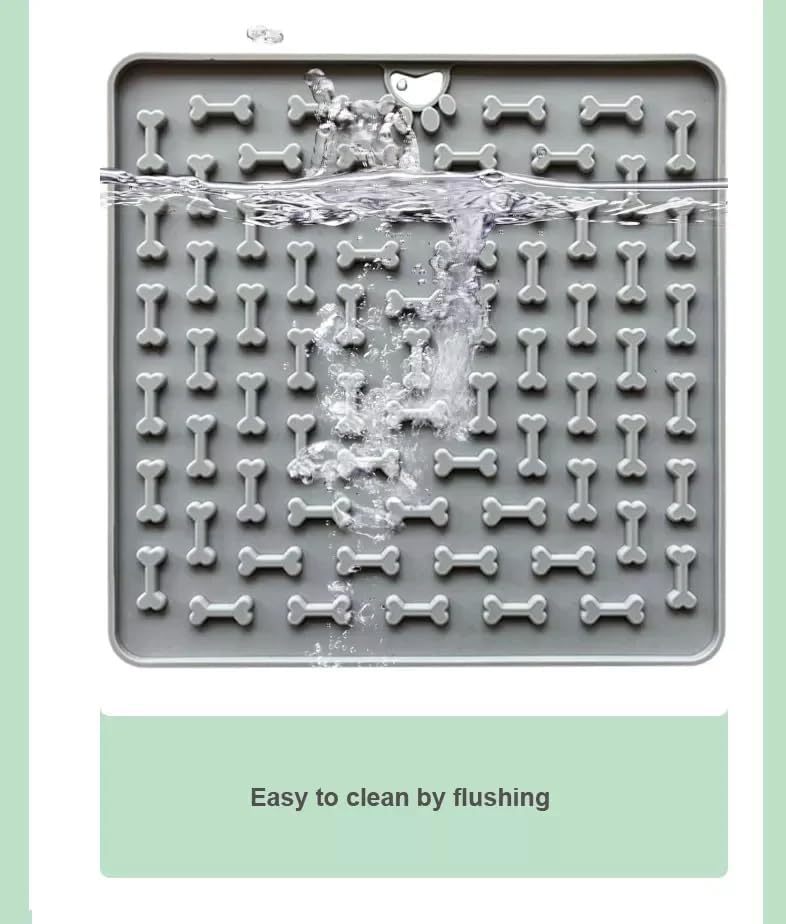 Comedouro Lento Tapete Lambedor Pet Cães e Gatos 18,5 x18,5 (Cinza) - Imagem 5