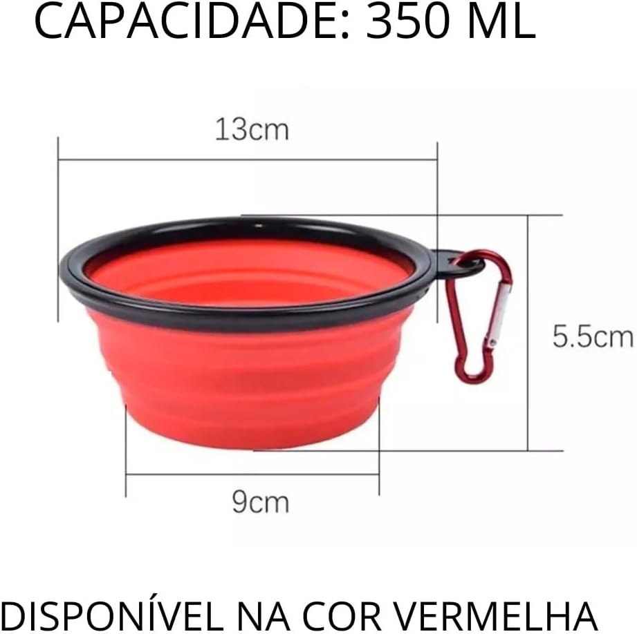 Comedouro Tigela Pote Bebedouro Prato Silicone Retrátil Para Pets Água e Ração Cães e Gatos Reutilizável Para Passeios Coloridos - Imagem 2