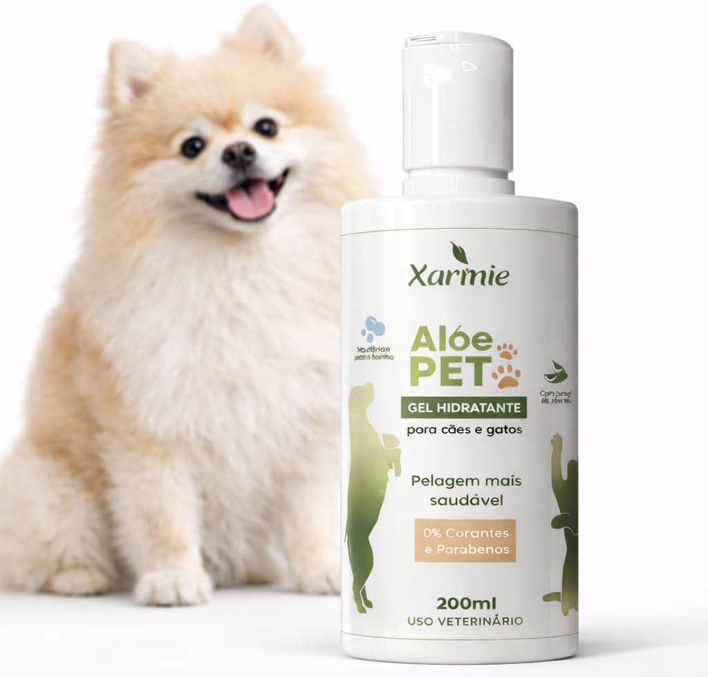 Aloe Pet Gel Hidratante Natural para Cães e Gatos, 100% Babosa Orgânica, Tratamento para Dermatite Canina, Coceiras e Irritações, 200ml