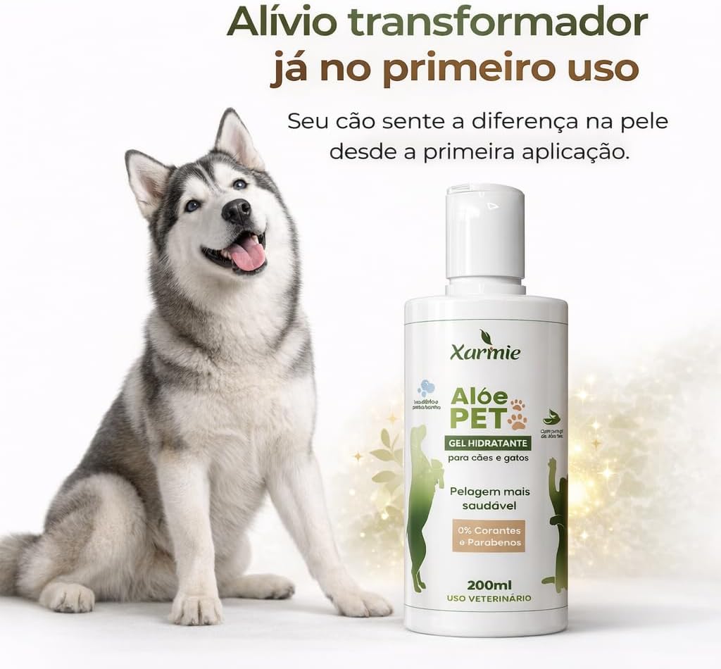 Aloe Pet Gel Hidratante Natural de Babosa 100% Natural para Dermatites em Cães e Gatos, 200ml, Uso Veterinário, Orgânico - Imagem 2