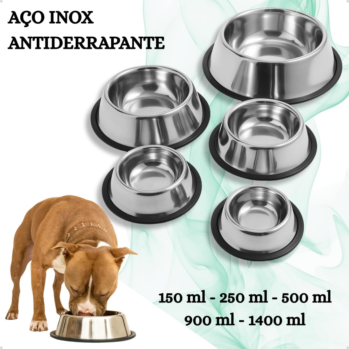 KIT 2 Comedouro de Inox 250ml para Cães e Gatos Mini Filhotes Pote Ração Água Bebedouro Antiderrapante - Imagem 6