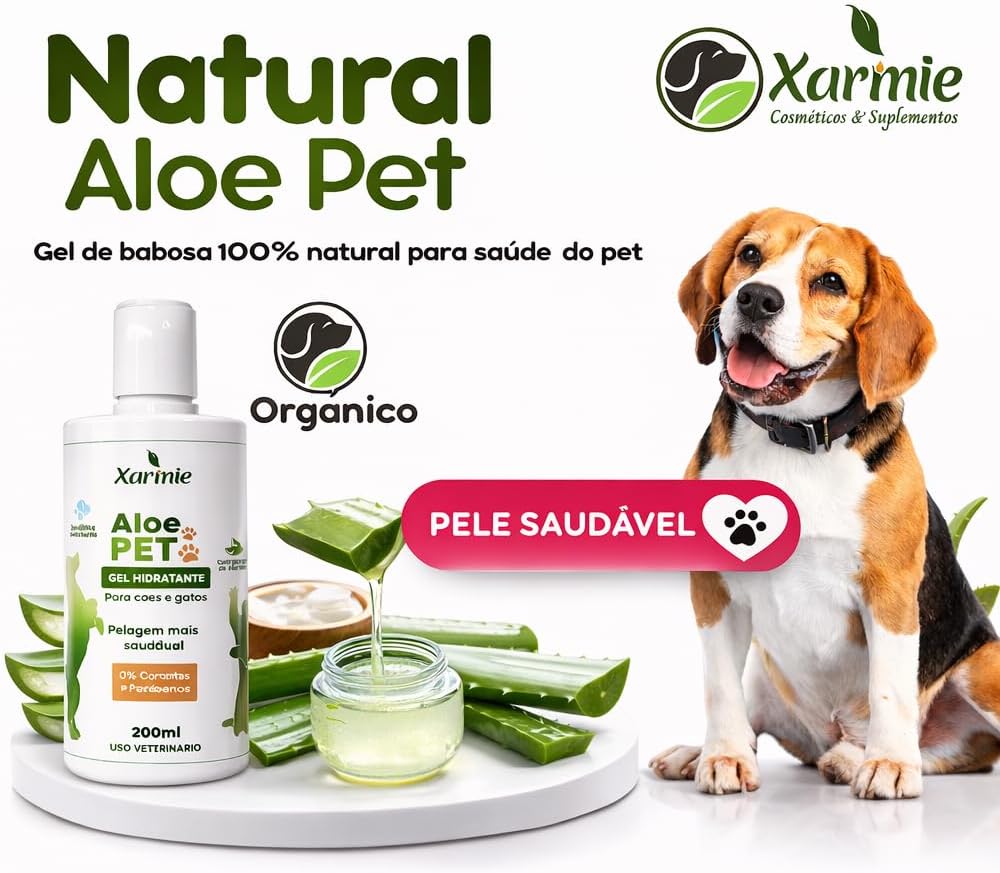 Aloe Pet Gel Hidratante Natural de Babosa 100% Natural para Dermatites em Cães e Gatos, 200ml, Uso Veterinário, Orgânico - Imagem 7