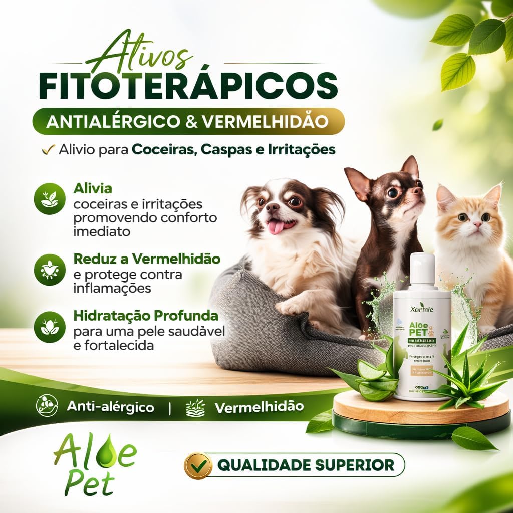 Aloe Pet Gel Hidratante Natural de Babosa 100% Natural para Dermatites em Cães e Gatos, 200ml, Uso Veterinário, Orgânico - Imagem 3