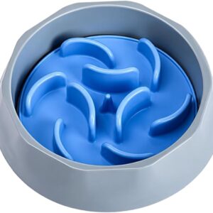Comedouro Lento para Cães - Pote Plástico e Labirinto de Silicone Azul