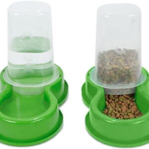 Kit 2 Comedouro/Bebedouro Automático 1,5L com Proteção Anti Formiga Pet Cães e Gatos Pequenos e Médios Ração e Água Flex Auma Terra (Verde)