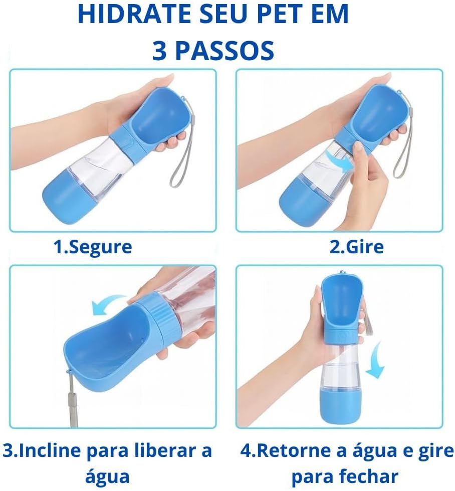 Bebedouro Portátil 2 em 1 para Cães e Gatos, 320ml e 170ml, Recipiente para Água e Ração, Compacto, Anti-Vazamento (Branco, 490 ml) - Imagem 7