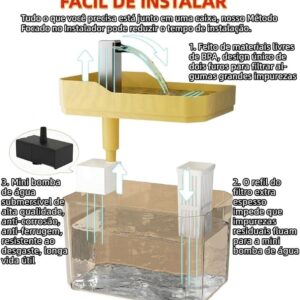 Bebedouro Automatico Pet Fonte para Cães e Gatos Silenciosa Bivolt 1,5L (Amarelo)