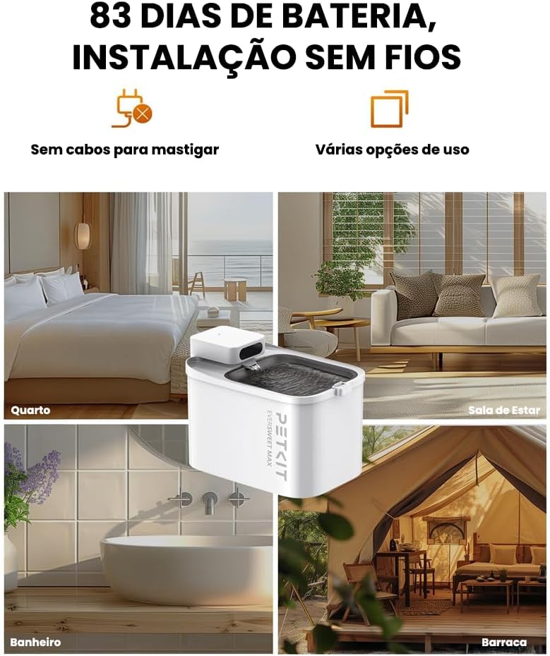 PET~KIT Comedouro para Gatos, Bebedouro sem Fio,Dispensador Automático de água para Gatos 3L, Operado a Pilhas, Controle do Aplicativo - Imagem 7