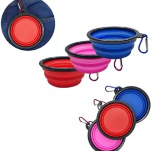 Comedouro Tigela Pote Bebedouro Prato Silicone Retrátil Para Pets Água e Ração Cães e Gatos Reutilizável Para Passeios Coloridos