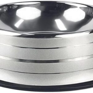 Jambo Pet Comedouro em Aço Inox Listrado Antiderrapante Prata, Extra Grande 1630ml