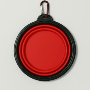 Comedouro Bebedouro Portatil Silicone Tigela Pote Vasilha Retrátil Para Pets Cães E Gatos Água Ração Com Mosquetão 450ML Coloridos (Vermelho)