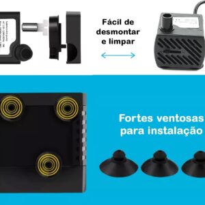 Bomba Submersa Bombinha Motor Para Aquário Fonte Água Bebedouro Pet 150l/h Bivolt
